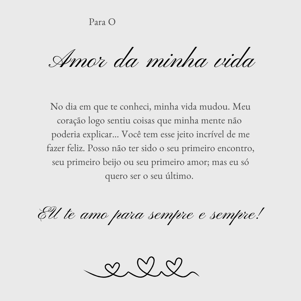 Colar Eu te amo em 100 idiomas com cartão dedicatória