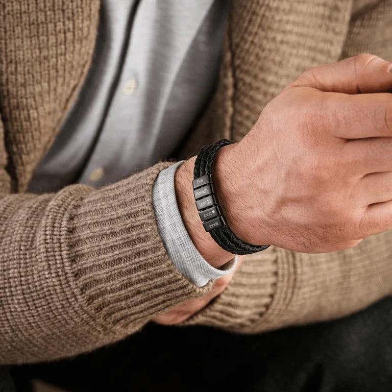 Bracelete Masculino Personalizável com nomes | Oferta Especial 50% OFF + Frete Grátis Somente Hoje!