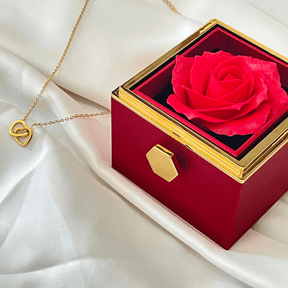 Colar Dois Corações + Caixa Rotativa de Brinde | Com nomes personalizavéis