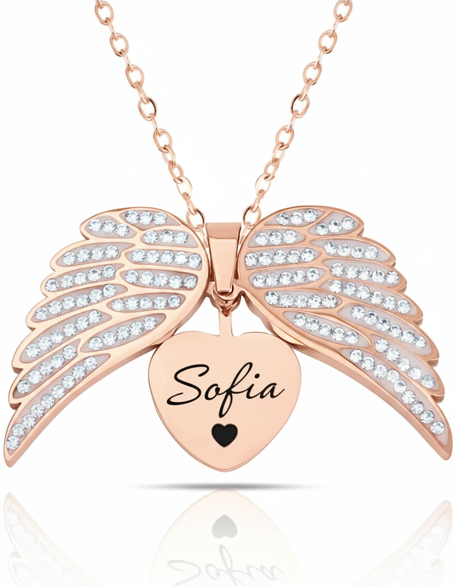 Colar Asas de Anjo Personalizável Banhado