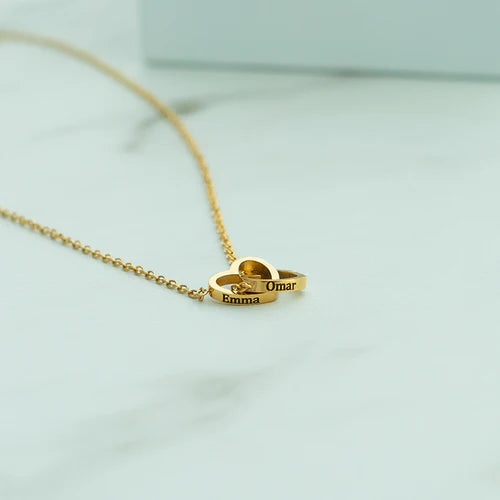 Afeto Puro™ - Colar Dois Corações Personalizado + Caixa Rotativa de Brinde