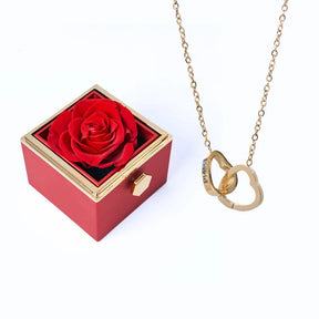 Colar Dois Corações + Caixa Rotativa de Brinde | Com nomes personalizavéis