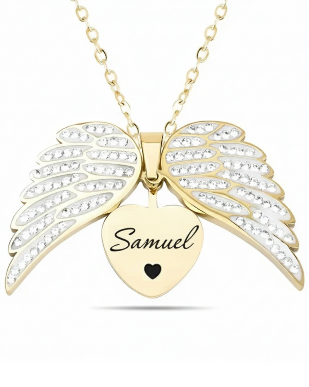 Colar Asas de Anjo Personalizável Banhado