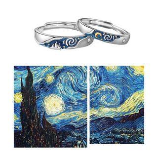Par de Alianças Noite Estrelada Van Gogh Premium